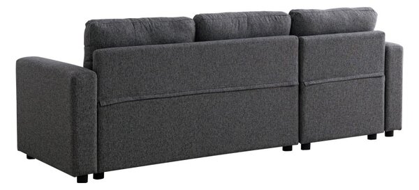 Kamore Антрацит 223x146x85 см, реверсивен ъглов диван с място за съхранение