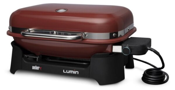 Електрическо барбекю Weber Lumin Compact WB91040979DL, 2200W, 315C MAX, Емайлирани с порцелан чугунени скари, Червен