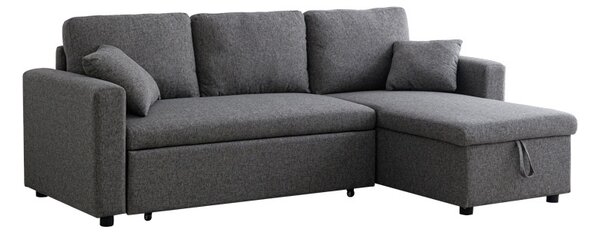 Kamore Антрацит 223x146x85 см, реверсивен ъглов диван с място за съхранение