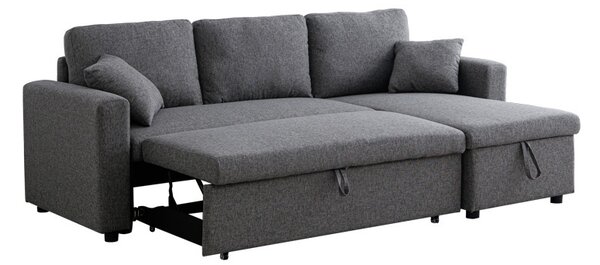 Kamore Антрацит 223x146x85 см, реверсивен ъглов диван с място за съхранение