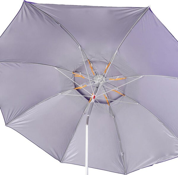 Плажен чадър Muhler YL1039, 200x200 см, UV защита, Стоманена рамка, Регулируем наклон, Лилав