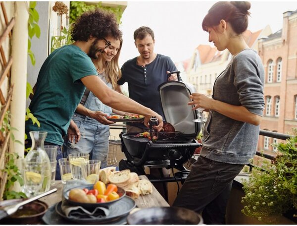 Електрическо барбекю Weber Q2400 WB55020079DL, 2200W, 290C, 55x39 см, Емайлирани с порцелан чугунени скари, Вградени дръжки, Тъмносив
