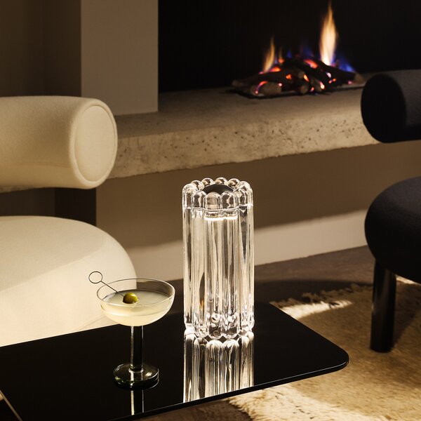 Tom Dixon LED настолна лампа Press, прозрачна, стъкло, 24 см, 927 dim, Затъмняване, Прозрачен, Дневна/трапезария, Стъкло, Дизайн