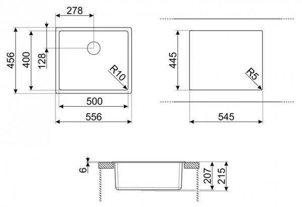 Кухненска мивка за под плот SMEG Quadra VZP56B, 56 см, Антибактериална, Устойчива на надраскване и UV, Бял