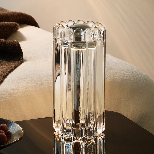 Tom Dixon LED настолна лампа Press, прозрачна, стъкло, 24 см, 927 dim, Затъмняване, Прозрачен, Дневна/трапезария, Стъкло, Дизайн