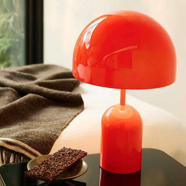 Tom Dixon LED настолна лампа Bell, червена, височина 43 cm, с димер, Затъмняване, Червен, Дневна/трапезария, Метал, Дизайн