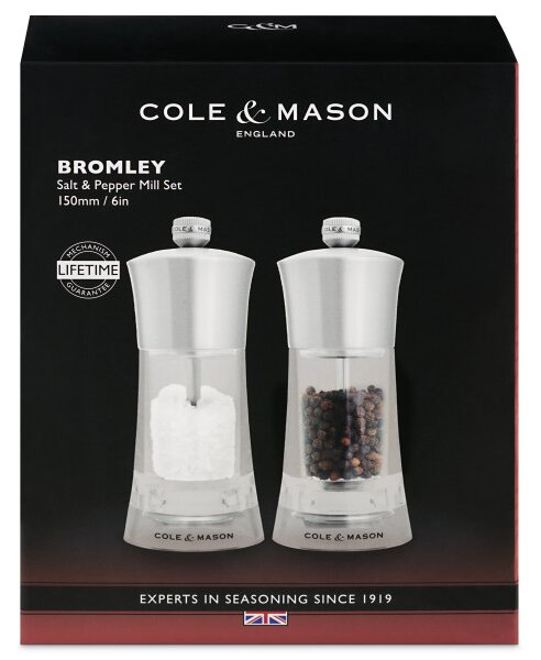 COLE & MASON Комплект акрилни мелнички за сол и пипер “BROMLEY“ - 15 см