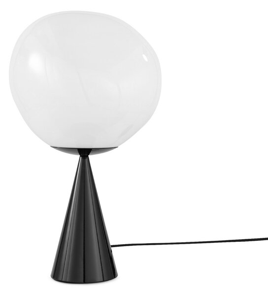 Tom Dixon LED настолна лампа Melt Cone Fat, опал/черно, 47 см, Затъмняване, Черен, Дневна/трапезария, Метал, Дизайн