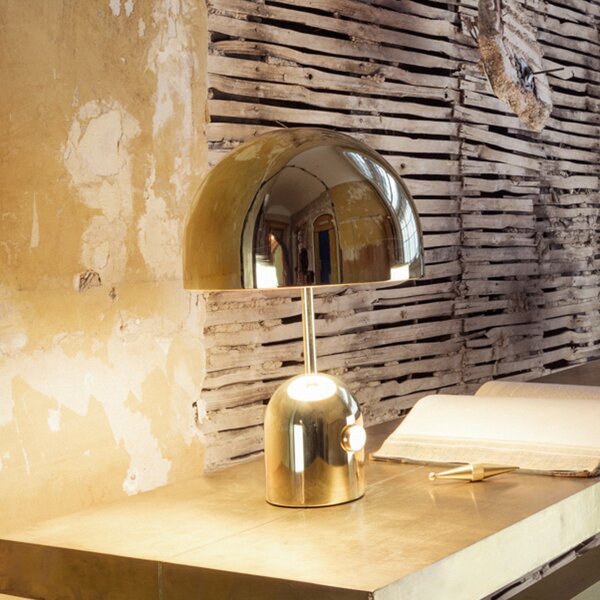Tom Dixon LED настолна лампа Bell, златист, 43 см, с димер, Затъмняване, Злато / месинг, Дневна/трапезария, Метал, Дизайн