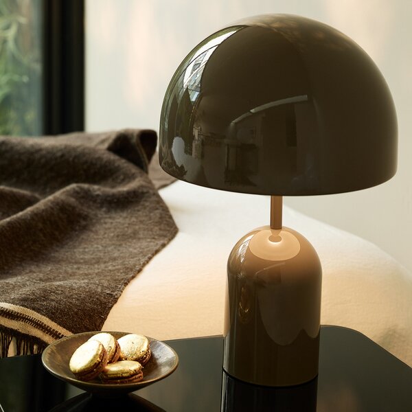 Tom Dixon LED настолна лампа Bell, тапе, височина 43 cm, с димер, Затъмняване, Сив, Дневна/трапезария, Метал, Дизайн
