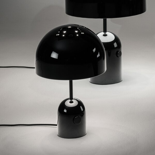 Tom Dixon LED настолна лампа Bell, черна, височина 43 cm, с димер, Затъмняване, Черен, Дневна/трапезария, Метал, Дизайн