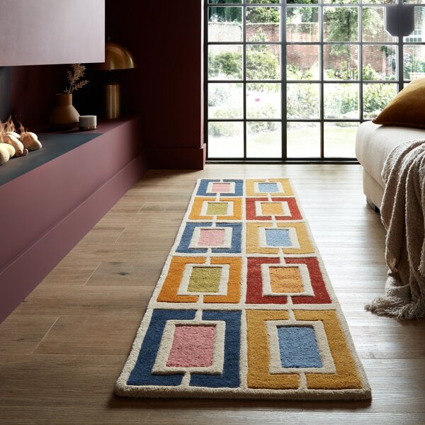 Килим за площ Illusion Retro Blocks Multicolour 60X230 cm, Flair Rugs