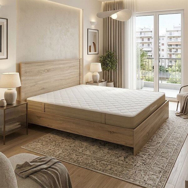 Комплект от 2 части: Рамка за легло и матрак Athos-Nemesis, бял, 206,5x170x96 см
