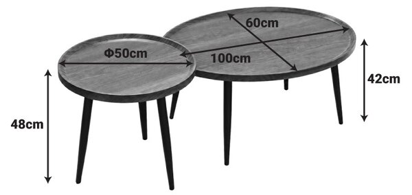 Комплект от 2 броя масички за кафе „Jeda“, орех, 60x100x42 см