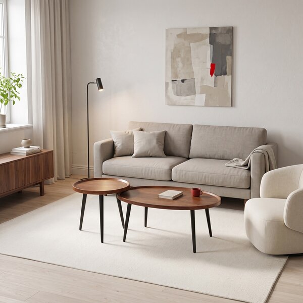 Комплект от 2 броя масички за кафе „Jeda“, орех, 60x100x42 см