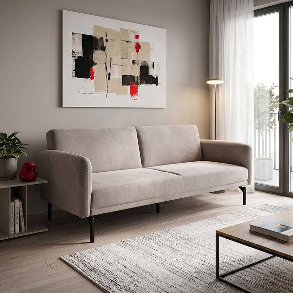 Разтегателен диван „Veluto“, сив, 85x197x83 см