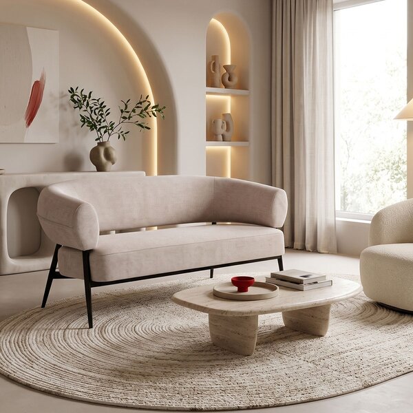 Двуместен диван „Luvina“, крем, 71x145x73 см