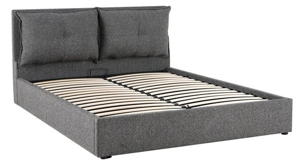 Рамка за двойно легло с място за съхранение Dorma, тъмно сиво, 223x172x95 см