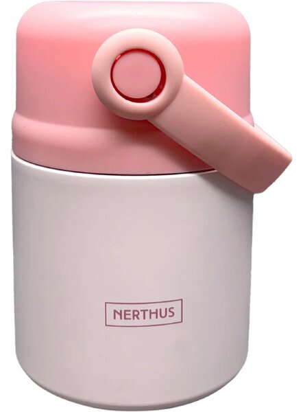 Nerthus Двустенен термос за храна с дръжка - розов - 650 мл