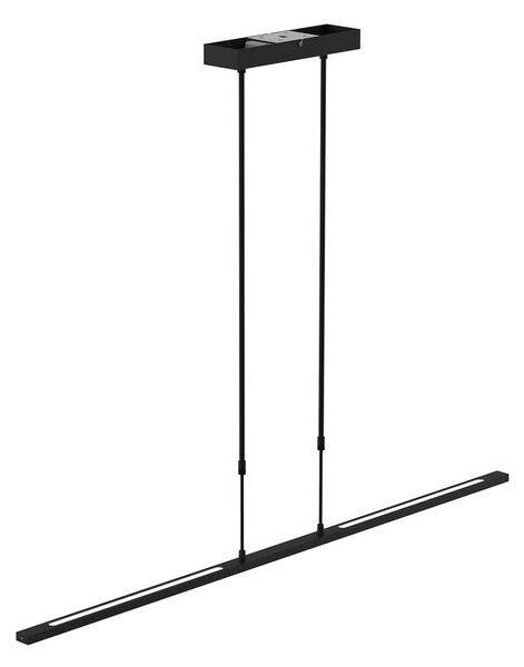 Steinhauer LED висящо осветление Zelena, черно, дължина 122cm, метал, CCT, Затъмняване, Черен, Дневна/трапезария, Метал, Модерен