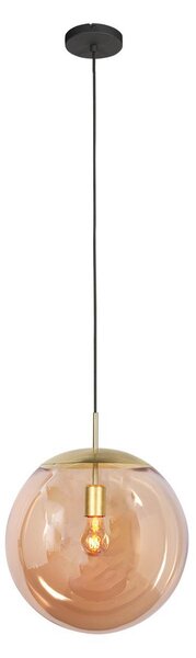 Steinhauer Висяща лампа Bollique, месинг, Ø 40 cm, стъкло, 1-ф., сферична, Затъмняване, Злато / месинг, Дневна/трапезария, Стъкло, Глобус