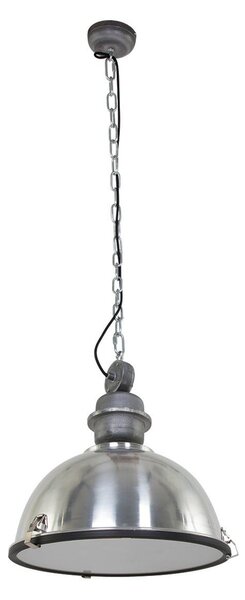 Steinhauer Висящо осветително тяло Bikkel, Ø 42 cm, стоманен цвят, метал, стъкло, E27, Затъмняване, Металик, Кухня, Метал, Индустриален дизайн