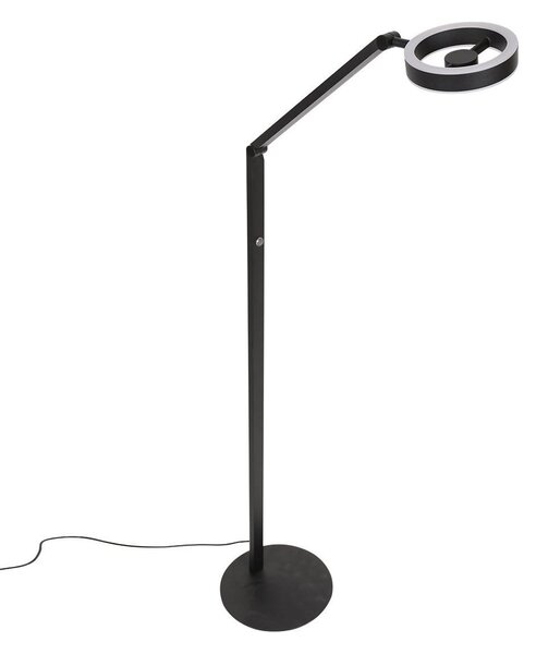 Steinhauer LED стояща лампа Ringlux, черна, метал, регулируема, Затъмняване, Черен, Дневна/трапезария, Метал, Модерен