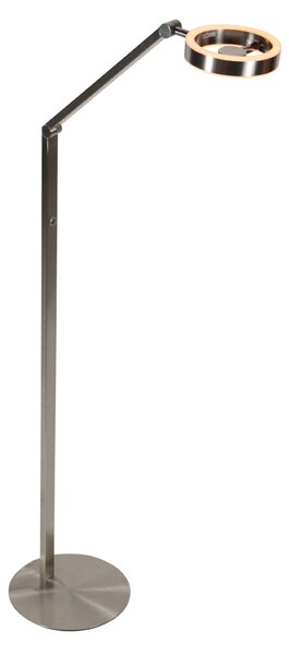 Steinhauer LED стояща лампа Ringlux, цвят стомана, метал, 2700 K, димер, Затъмняване, Металик, Дневна/трапезария, Метал, Модерен