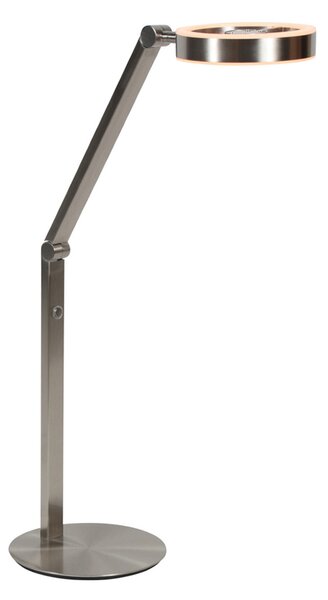 Steinhauer LED настолна лампа Ringlux, стоманеноцветна, метал, 2700 K, димер, Затъмняване, Металик, Дневна/трапезария, Метал, Модерен, Маса бюро