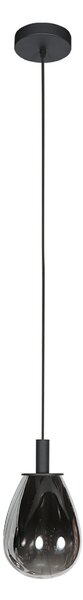 Mexlite LED висяща лампа Glimsy, Ø 14 cm, черна/пушено сива, стъкло, Затъмняване, Сив, Дневна/трапезария, Стъкло
