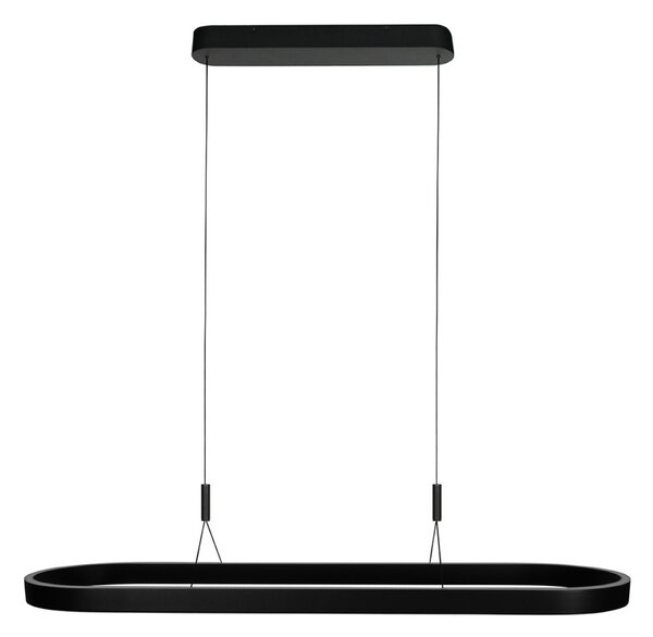 Steinhauer LED висяща лампа Mykty, черна, дължина 120 cm, метал, 2-лампова., Затъмняване, Черен, Дневна/трапезария, Метал, Модерен