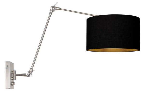 Steinhauer Стенна лампа Prestige Chic стомана/черно-златно, изпъкване 90 cm, Затъмняване, Металик, Дневна/трапезария, Метал