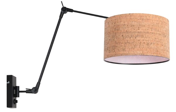 Steinhauer Стенна лампа Prestige Chic черно/кафяво, изпъкване 90 cm, корк, Затъмняване, Черен, Дневна/трапезария, Метал