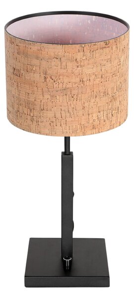 Steinhauer Настолна лампа Stang, черна/кафява, височина 40 cm, корк, Черен, Дневна/трапезария, Метал, Модерен