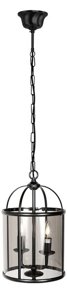 Steinhauer Висяща лампа Pimpernel, Ø 23 cm, черна, стъкло в цвят димно сиво, Затъмняване, Черен, Коридор, Метал, Античен