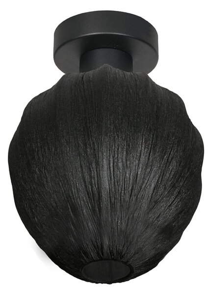 Mexlite Таванна лампа Bloeba, черна, Ø 25 cm, лен/метал, Затъмняване, Черен, Дневна/трапезария, Плат / текстил