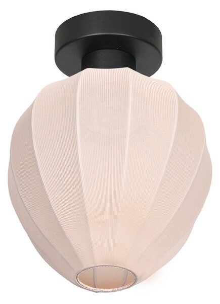 Mexlite Таванна лампа Bloeba, бяла/черна, Ø 25 cm, лен/метал, Затъмняване, Бял, Дневна/трапезария, Плат / текстил