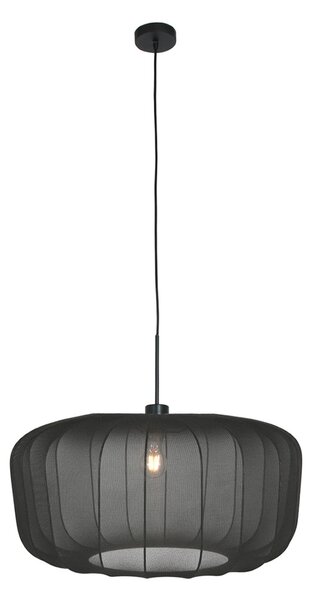 Steinhauer Висяща лампа Sparkled Light, черен найлон, Ø 60 см, E27, Затъмняване, Черен, Дневна/трапезария, Плат / текстил, Модерен