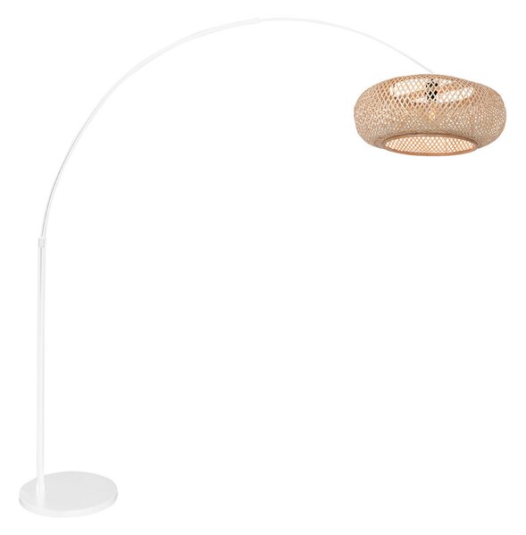 Steinhauer Свещник Sparkled Light, бял/естествена бамбукова плетена конструкция, Бял, Дневна/трапезария, Метал, Средиземноморски