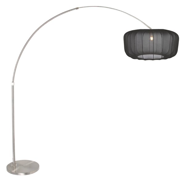 Steinhauer Светило с извита стойка Sparkled Light, стомана/черен найлон, 240 см, Металик, Дневна/трапезария, Метал, Модерен