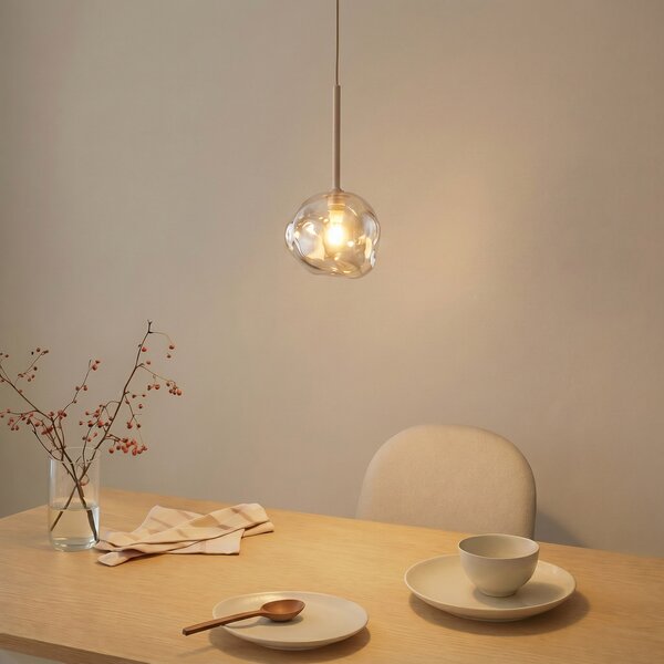 TK Lighting Висяща лампа „Лава“, Ø 15 см, G9, пясъчен/коняк, стъкло, Затъмняване, Бежов, Дневна/трапезария, Стъкло, Модерен