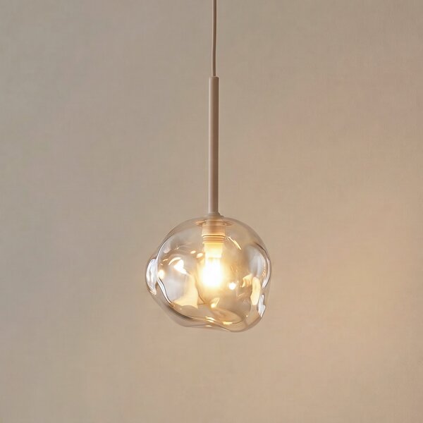 TK Lighting Висяща лампа „Лава“, Ø 15 см, G9, пясъчен/коняк, стъкло, Затъмняване, Бежов, Дневна/трапезария, Стъкло, Модерен