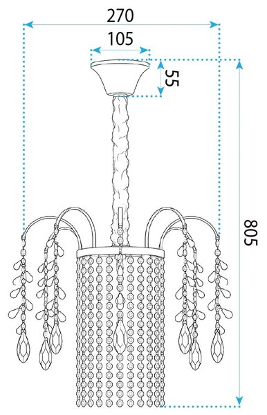Кристална висяща лампа SWE090-CP 30cm GOLD