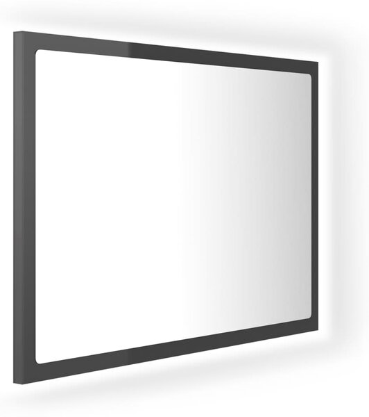 VidaXL LED огледало за баня, сив гланц, 60x8,5x37 см, акрил