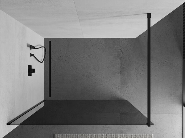 Mexen Kioto стенна душ преграда Walk-in 100 x 200 cm, графит 8 mm, черна - 800-100-101-70-40