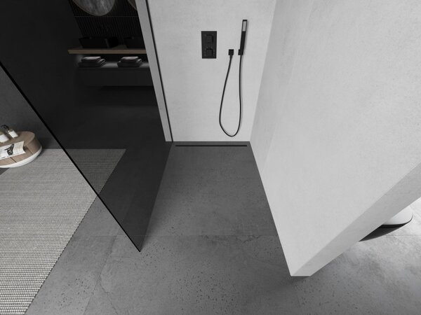 Mexen Kioto стенна душ преграда Walk-in 100 x 200 cm, графит 8 mm, черна - 800-100-101-70-40