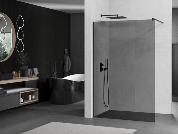 Mexen Kioto стенна душ преграда Walk-in 100 x 200 cm, графит 8 mm, черна - 800-100-101-70-40