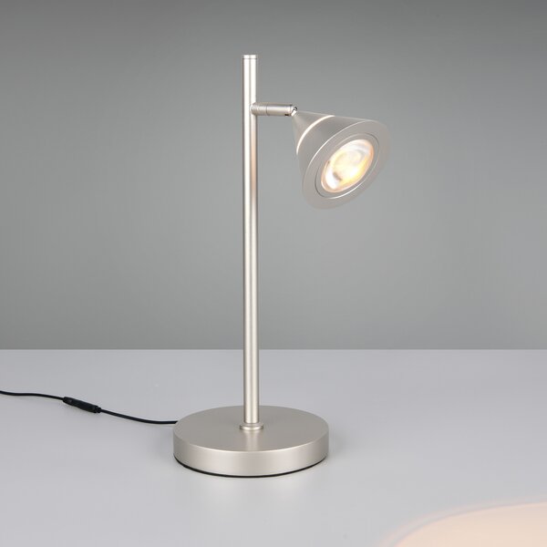 Trio Lighting LED настолна лампа Romeo, височина 40 cm, никелово покритие, метал, CCT, Затъмняване, Металик, Дневна/трапезария, Метал, Модерен