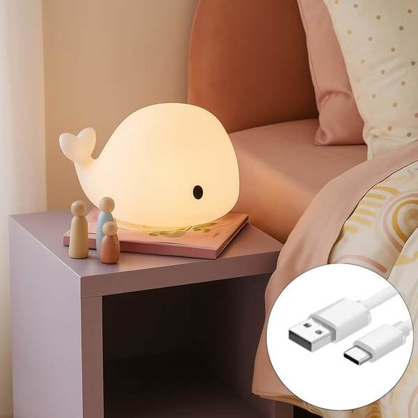 Настолна лампа бяла 30 см вкл. LED димируема IP54 акумулаторна - Baby Whale