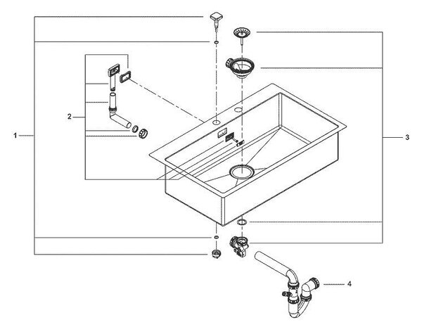 Grohe K800 кухненска мивка от неръждаема стомана, голямо корито